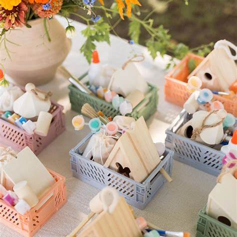 Modern low table picnic with sage linens