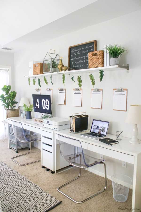 Organized home office with two desks