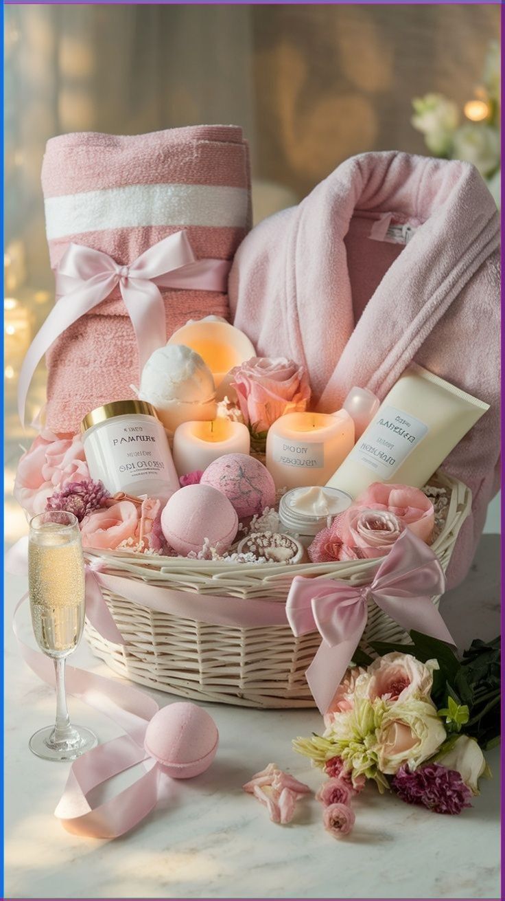 Luxury spa set with candles and robe